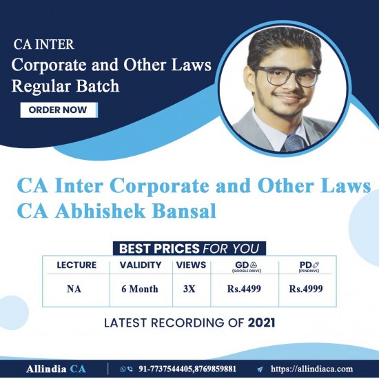 CA Inter Corporate and Other Laws Regular Batch by CA Abhishek Bansal