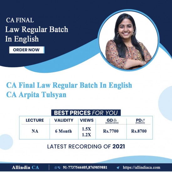 CA Final Law Regular Batch In English CA Arpita Tulsyan