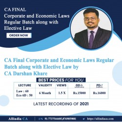 CA Final Corporate and Economic Laws Regular Batch along with Elective Law by CA Darshan Khare